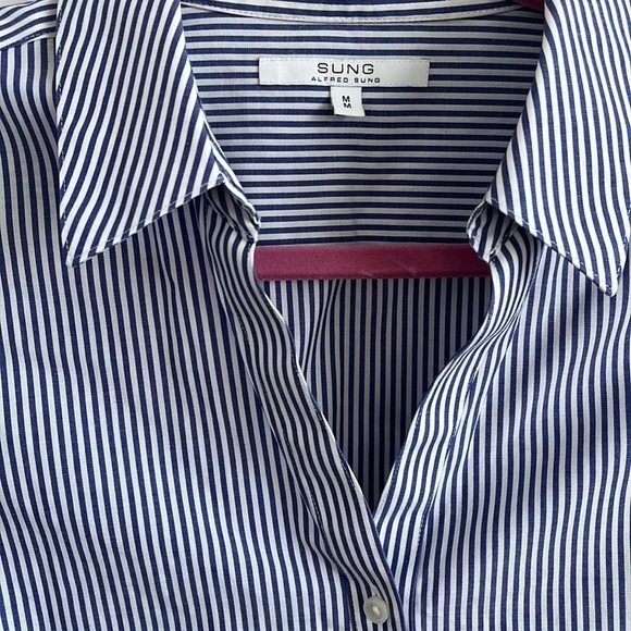 ALFRED SUNG STRIPES LONG SLEEVE V NECK WOMEN TOPS SIZE M - Picture 5 of 11